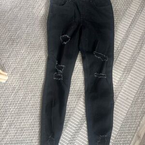 Distressed Black Women Jeans